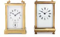 Two French Brass Carriage Clocks Retailed by Tiffany & Co.