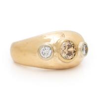Colored Diamond, Diamond, and Yellow Gold Ring