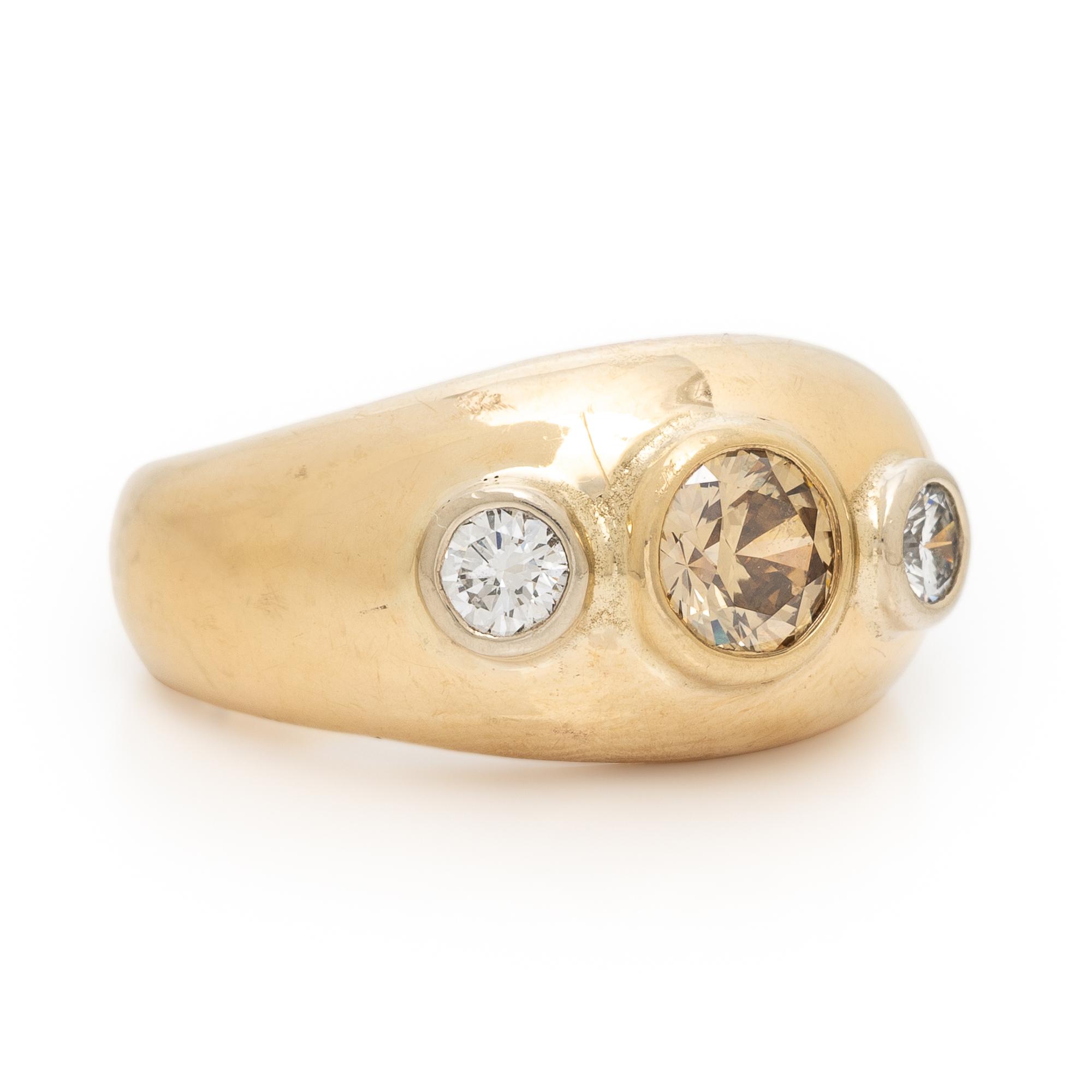 Colored Diamond, Diamond, and Yellow Gold Ring