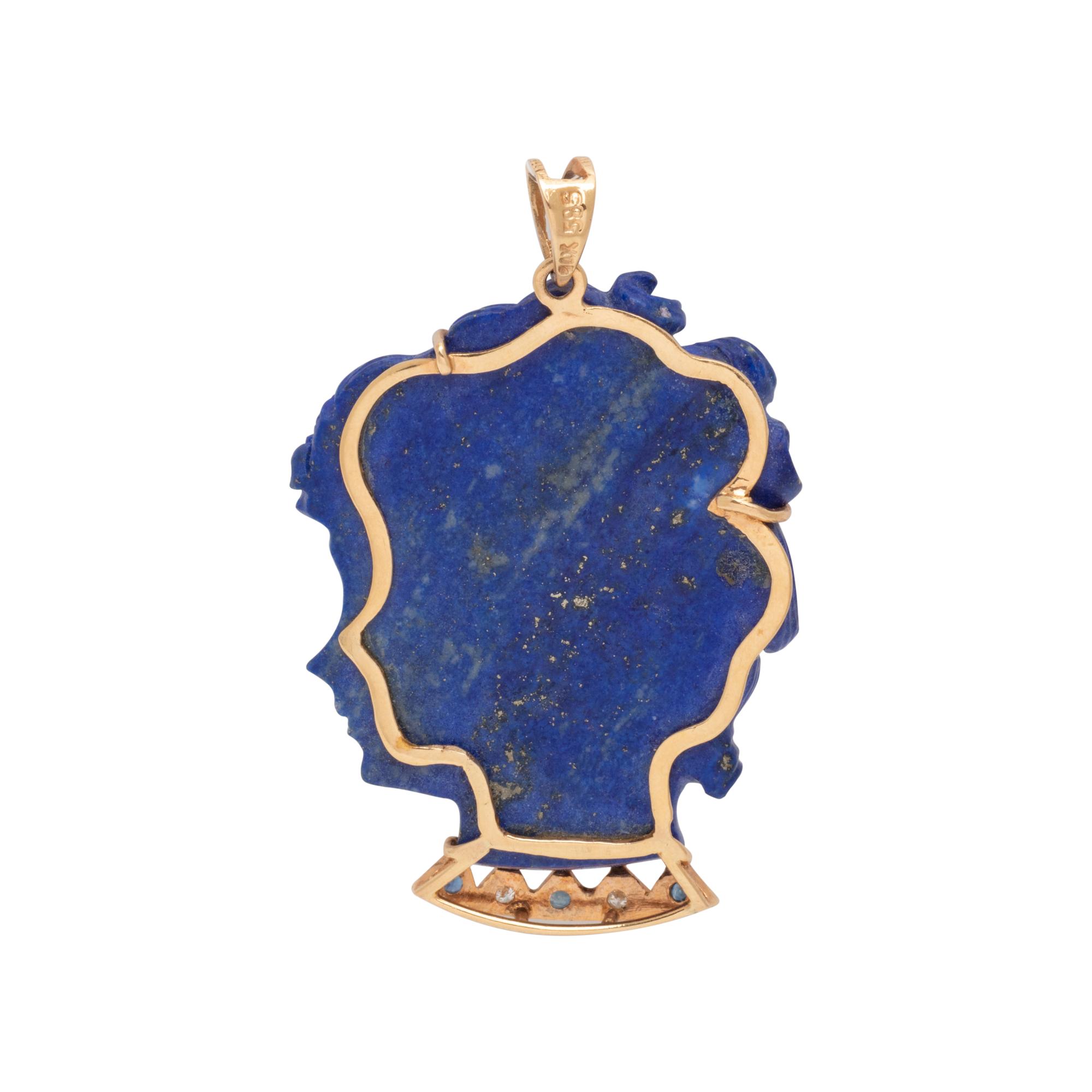 CARVED LAPIS LAZULI PENDANT