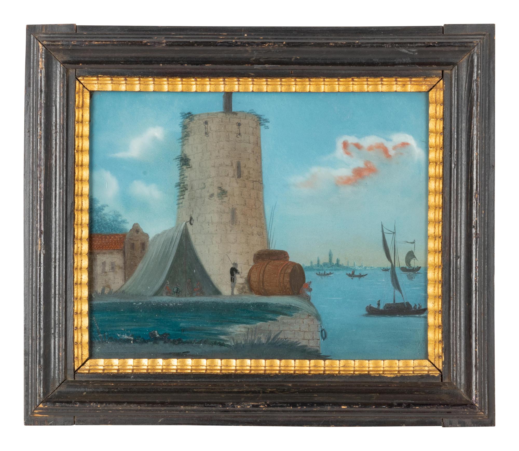Two Dutch Reverse Paintings on Glass