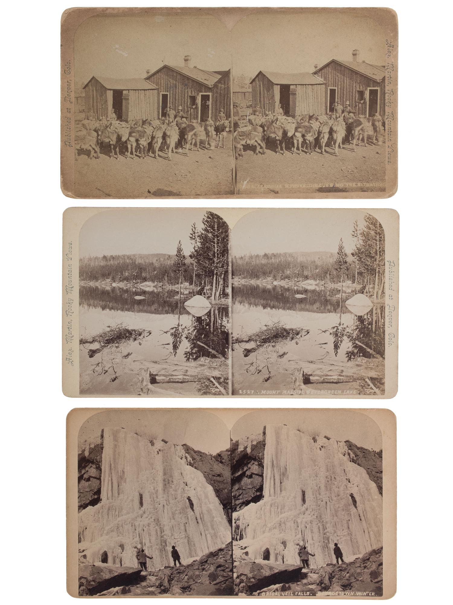 [COLORADO]. A group of 8 photographs incl. landscape views and pack mules by Alexander Martin and Byron Gurnsey, comprising:
