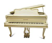 A Baldwin White Painted and Parcel Gilt Baby Grand Piano