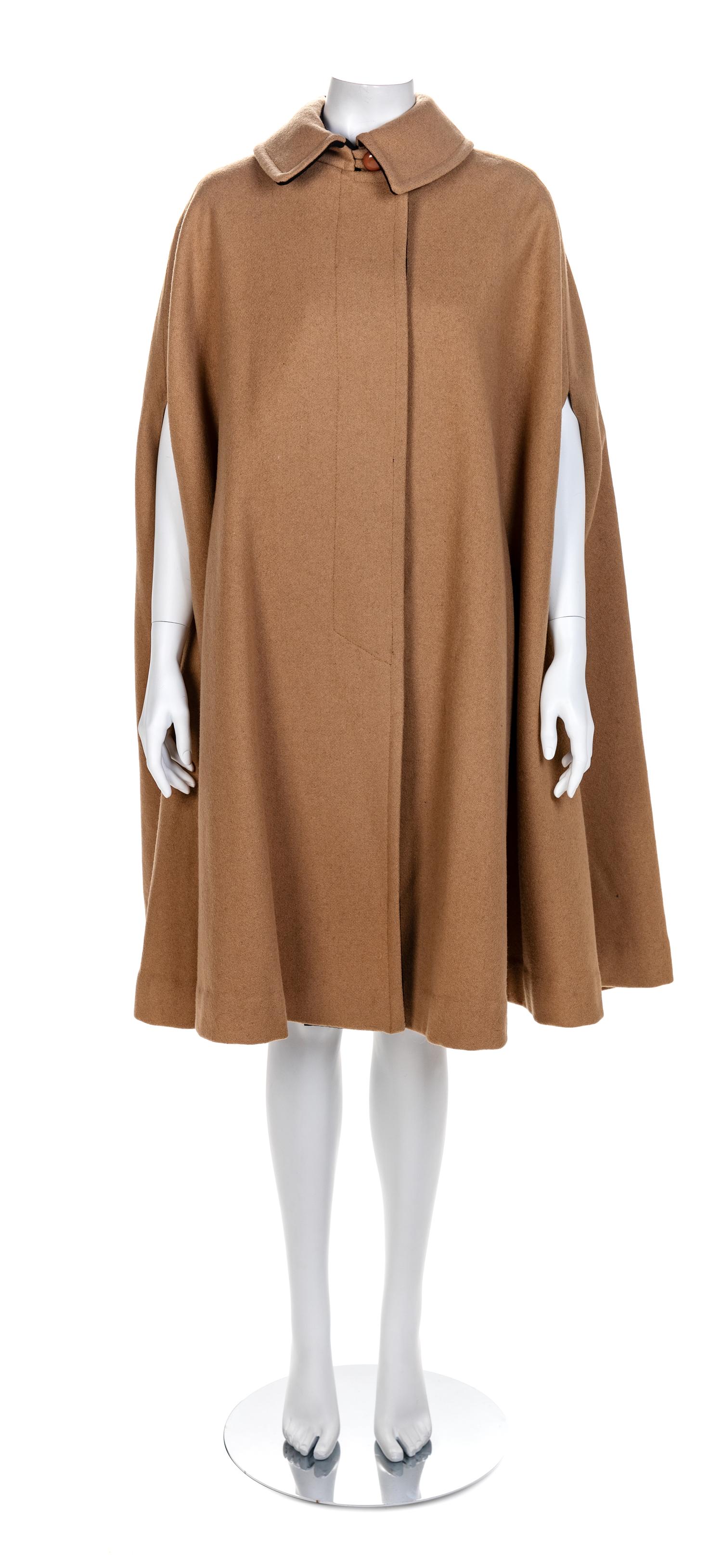 Sidney Haber Tan Wool Cape, 1960-80s No size label