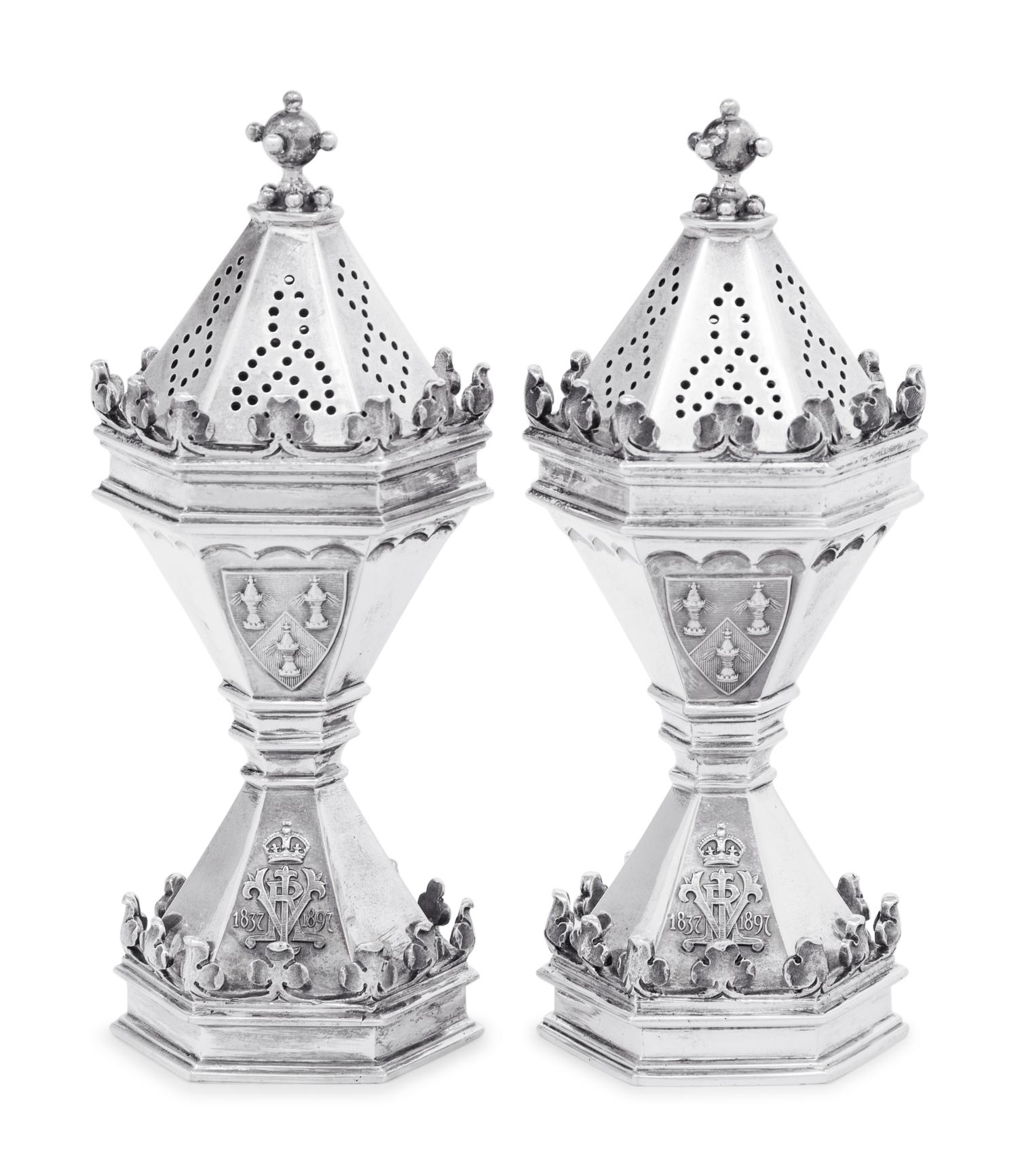 A Pair of Victorian Silver Commemorative Casters