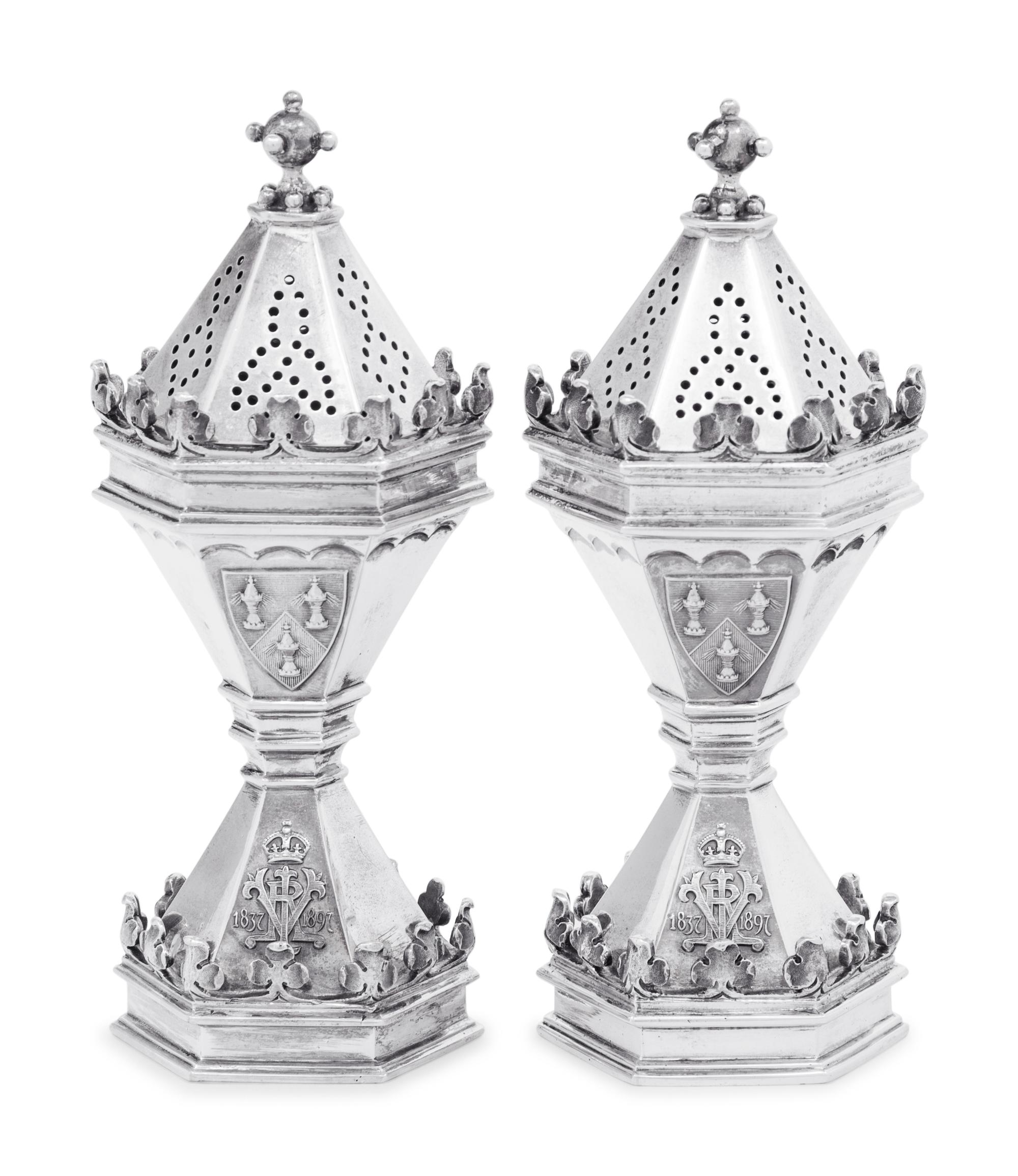 A Pair of Victorian Silver Commemorative Casters