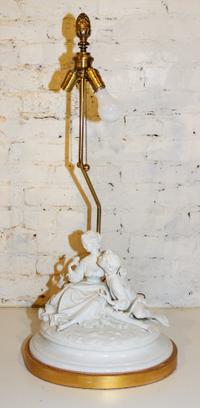 A Continental Blanc de Chine Porcelain Figural Group Height overall 35 1/2 inches.