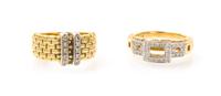A Collection of 18 Karat Yellow Gold and Diamond Rings, Fope, 12.80 dwts.