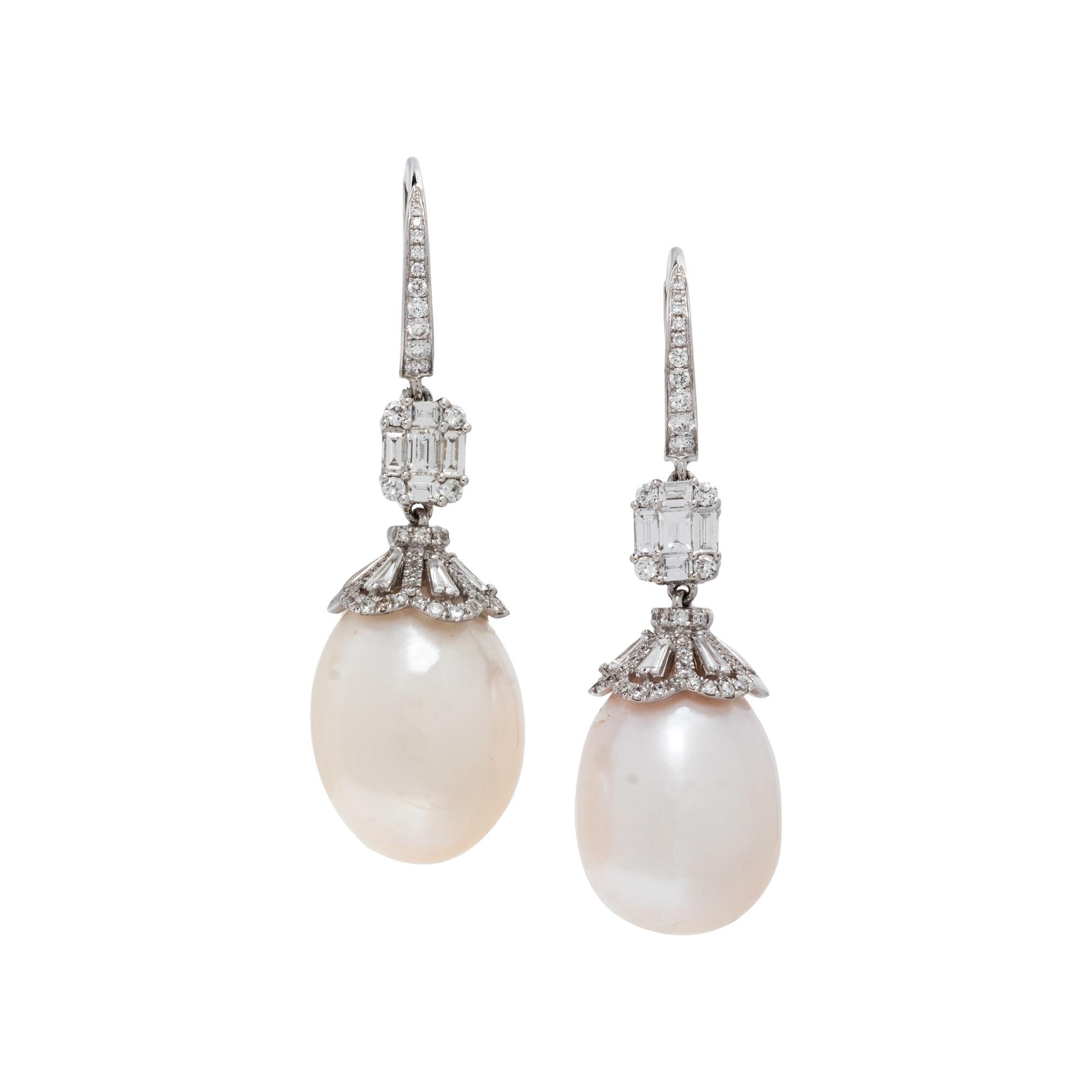 DIAMOND AND CULTURED PEARL EARRINGS