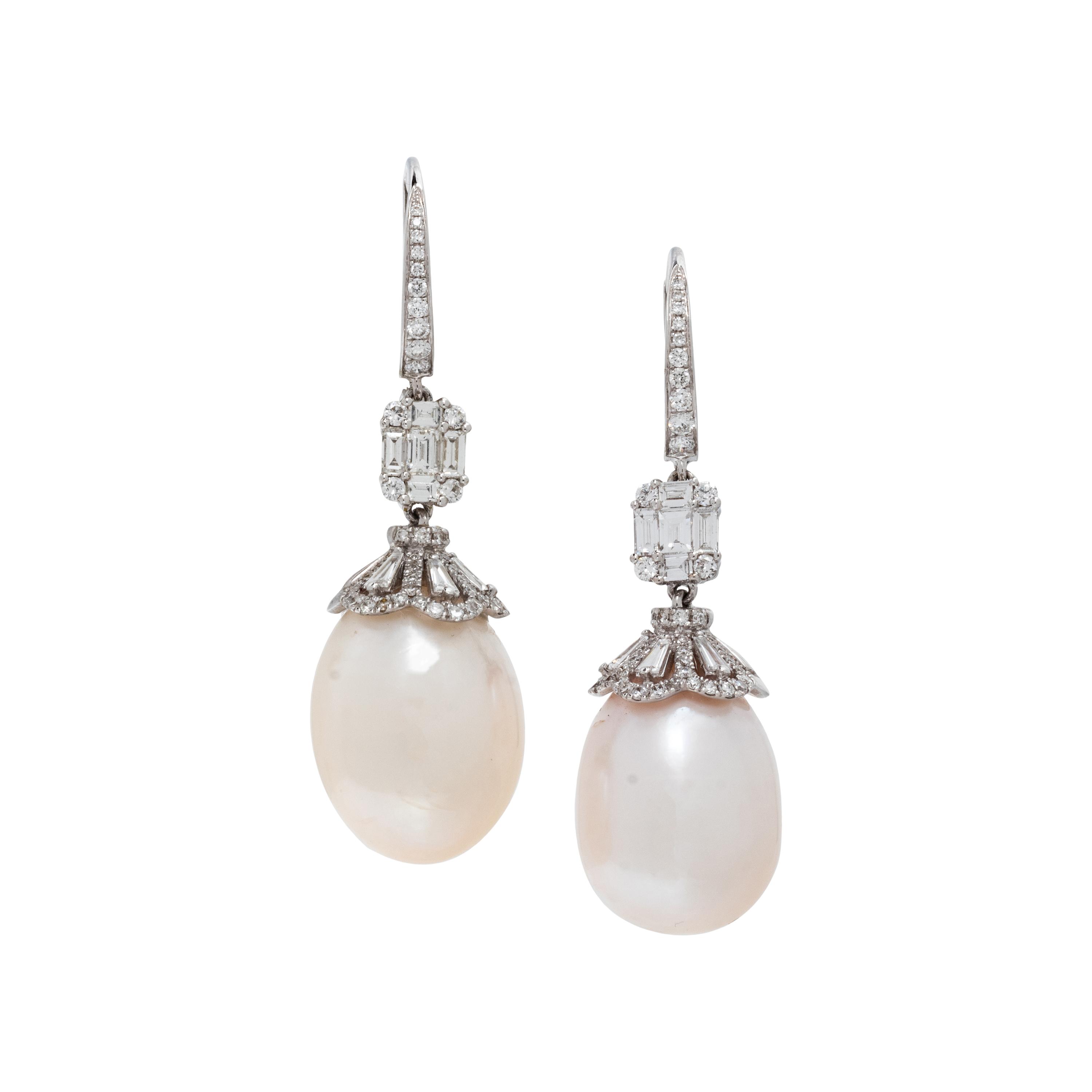 DIAMOND AND CULTURED PEARL EARRINGS