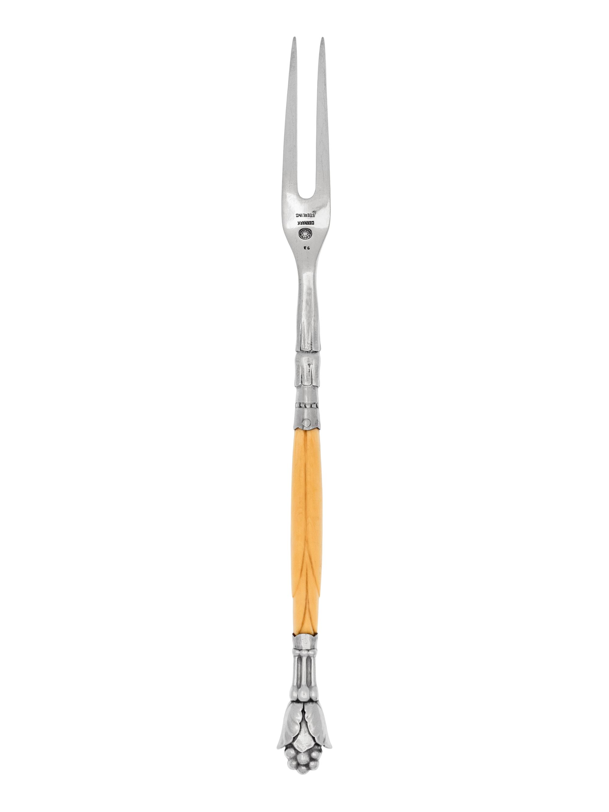 A Georg Jensen Silver Cold Meat Fork