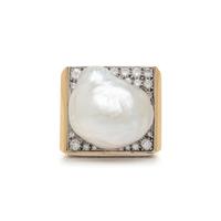 DAVID WEBB, BAROQUE CULTURED PEARL AND DIAMOND RING