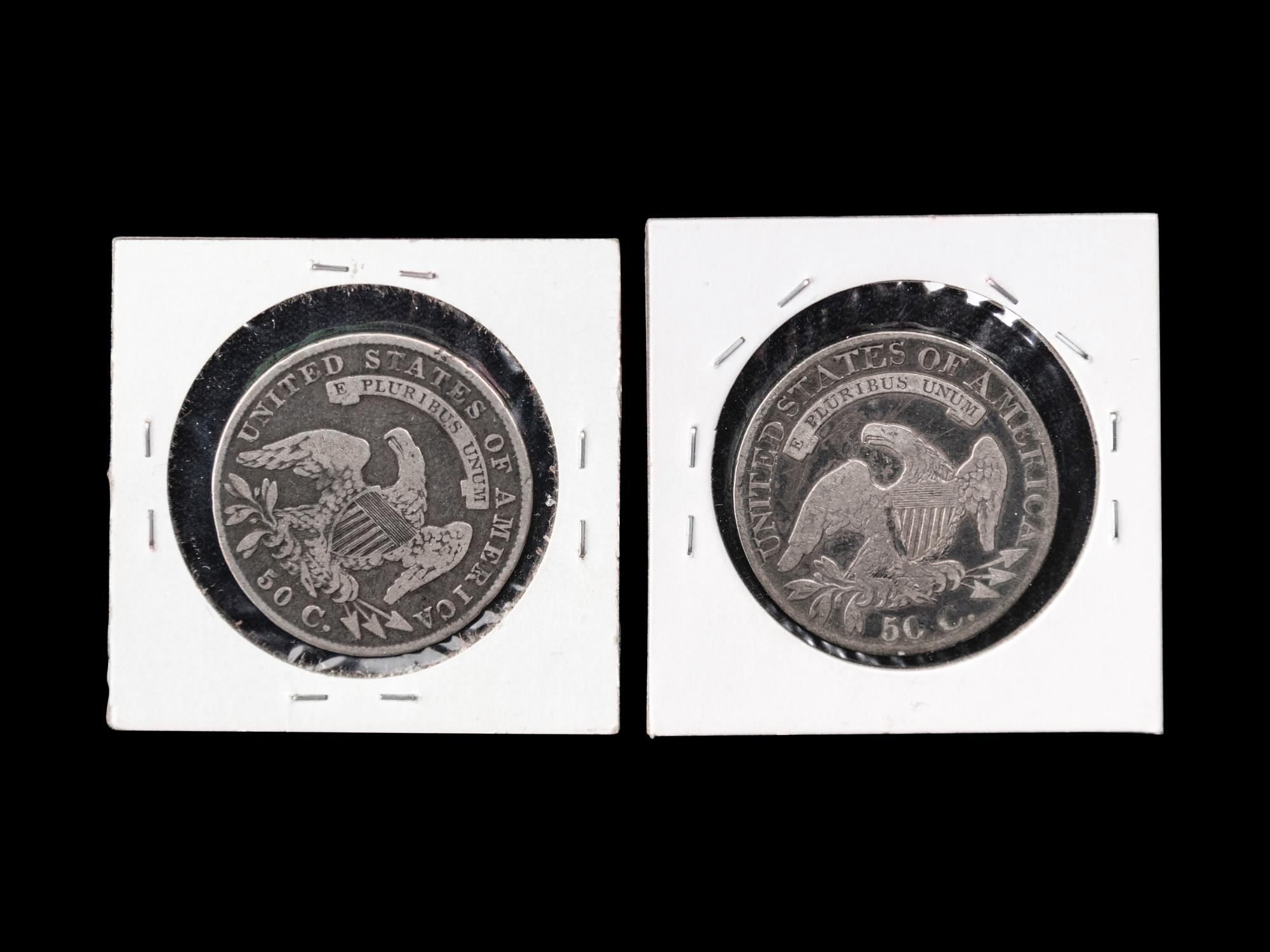 Two Capped Bust 50c Coins