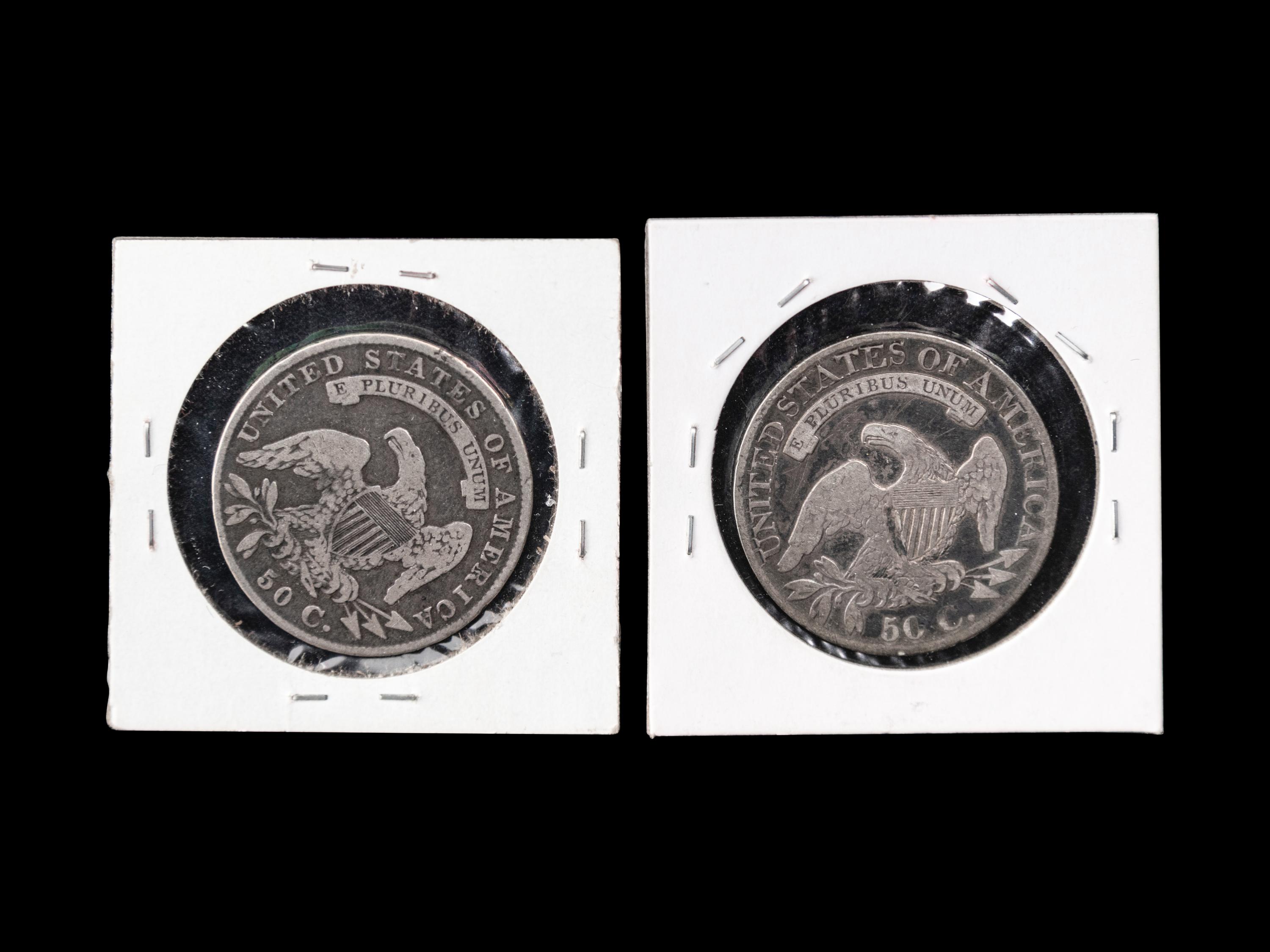 Two Capped Bust 50c Coins