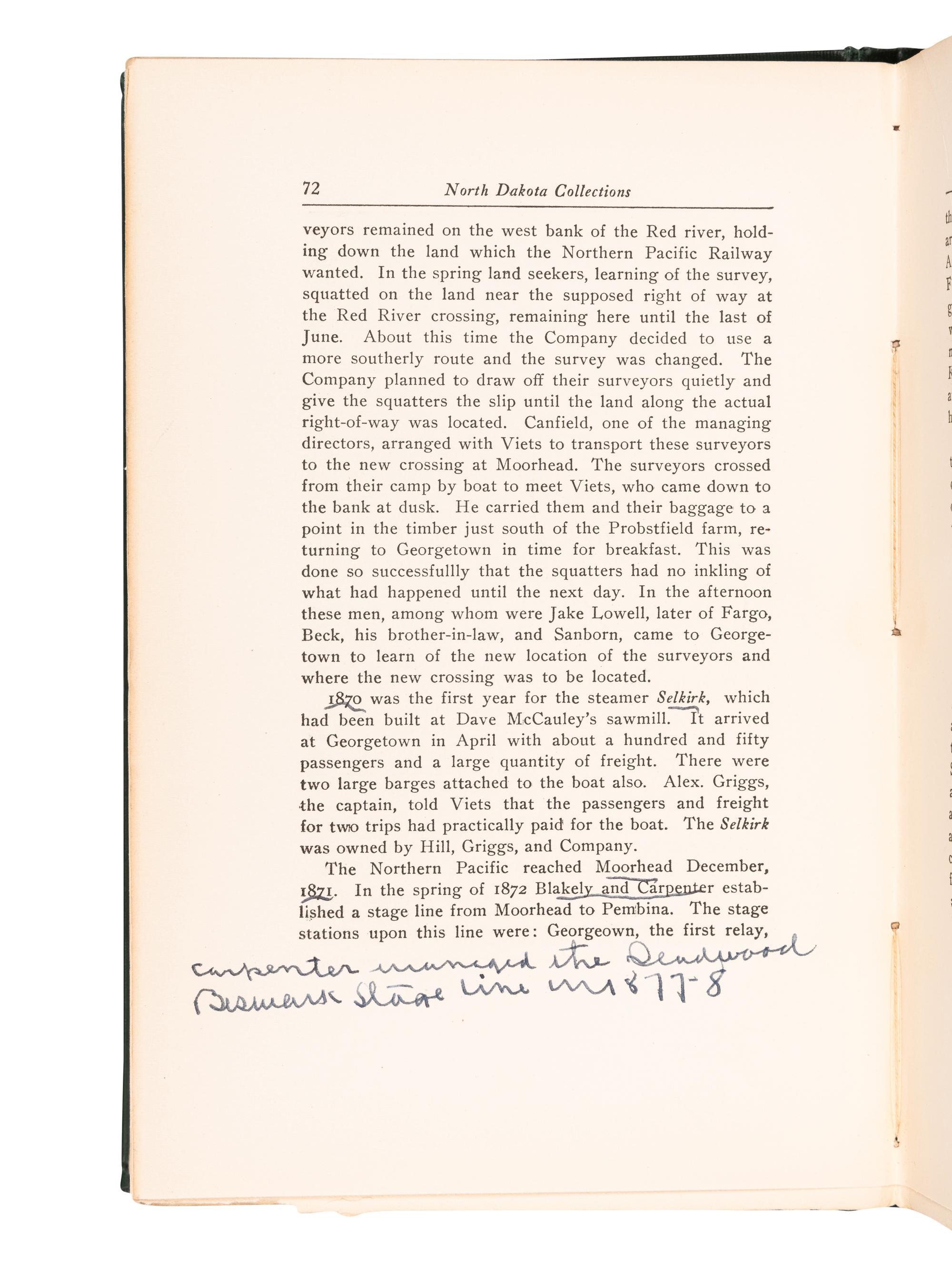 [CUSTER, George Armstrong (1839-1876)] -- [SCOTT, Hugh Lenox (1853-1934), his copy]. LIBBY, O. G., editor. Collections of the State Historical Society of North Dakota . Grand Forks, ND: n.p., 1925.