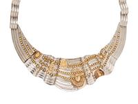 SILVER, YELLOW GOLD, AND DIAMOND NECKLACE