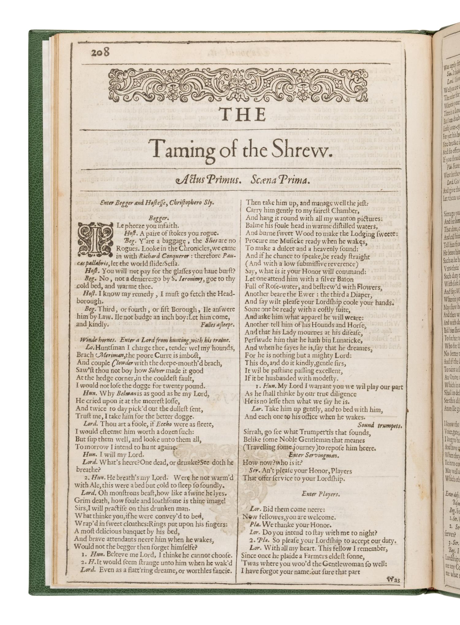 Shakespeare, William (1564-1616). As You Like It . -- The Taming of the Shrew . -- All's Well That Ends Well . [Three complete plays extracted from: The Second Folio]. [London: Printed by Thomas Cotes, 1632].