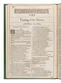 Shakespeare, William (1564-1616). As You Like It . -- The Taming of the Shrew . -- All's Well That Ends Well . [Three complete plays extracted from: The Second Folio]. [London: Printed by Thomas Cotes, 1632].
