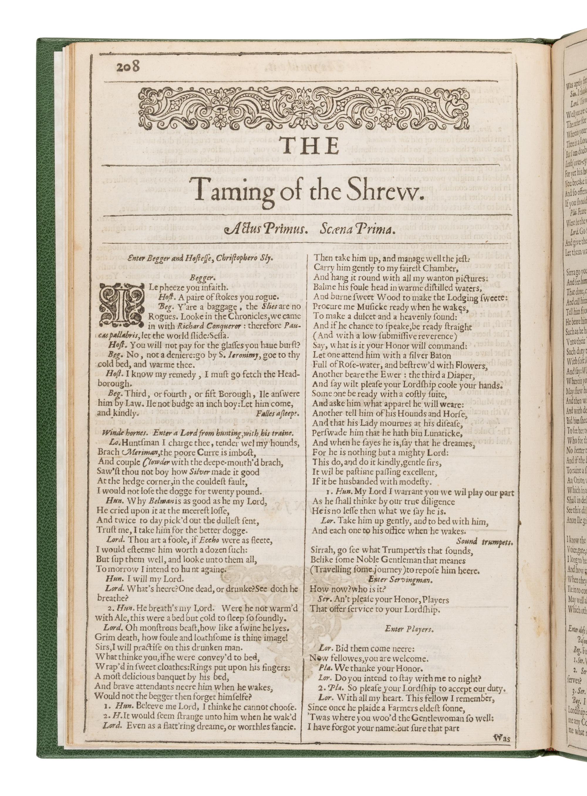 Shakespeare, William (1564-1616). As You Like It . -- The Taming of the Shrew . -- All's Well That Ends Well . [Three complete plays extracted from: The Second Folio]. [London: Printed by Thomas Cotes, 1632].