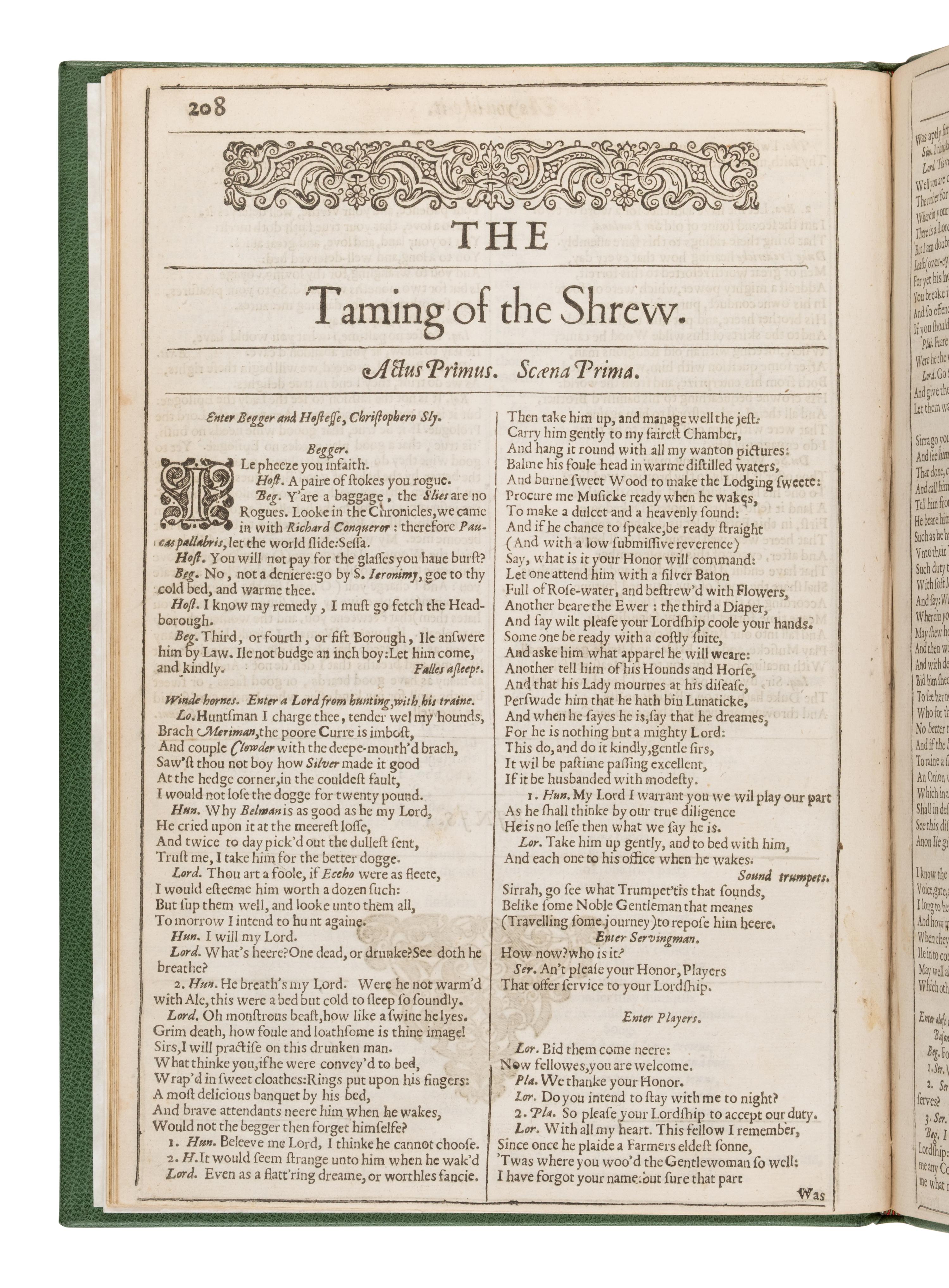 Shakespeare, William (1564-1616). As You Like It . -- The Taming of the Shrew . -- All's Well That Ends Well . [Three complete plays extracted from: The Second Folio]. [London: Printed by Thomas Cotes, 1632].