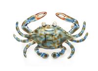 A 14 Karat Yellow Gold, Polychrome Enamel and Diamond Crab Brooch, 4.50 dwts.