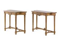 A Pair of Louis XVI Style Giltwood Console Tables