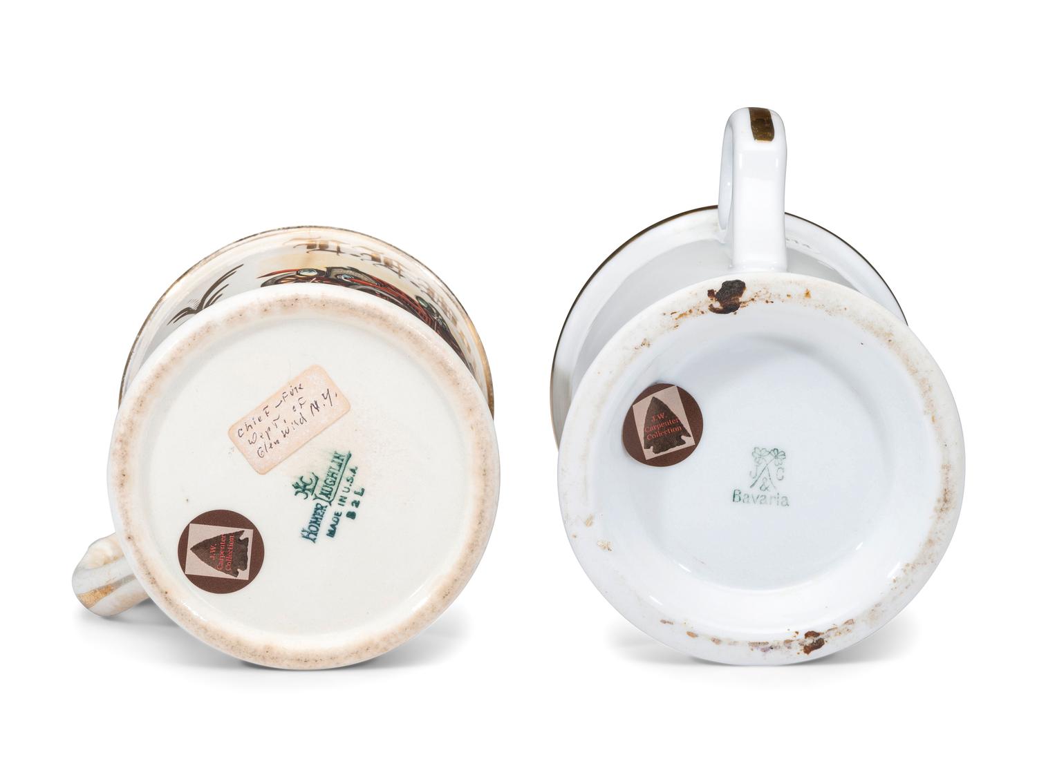 Two Firemen's Porcelain Occupational Shaving Mugs