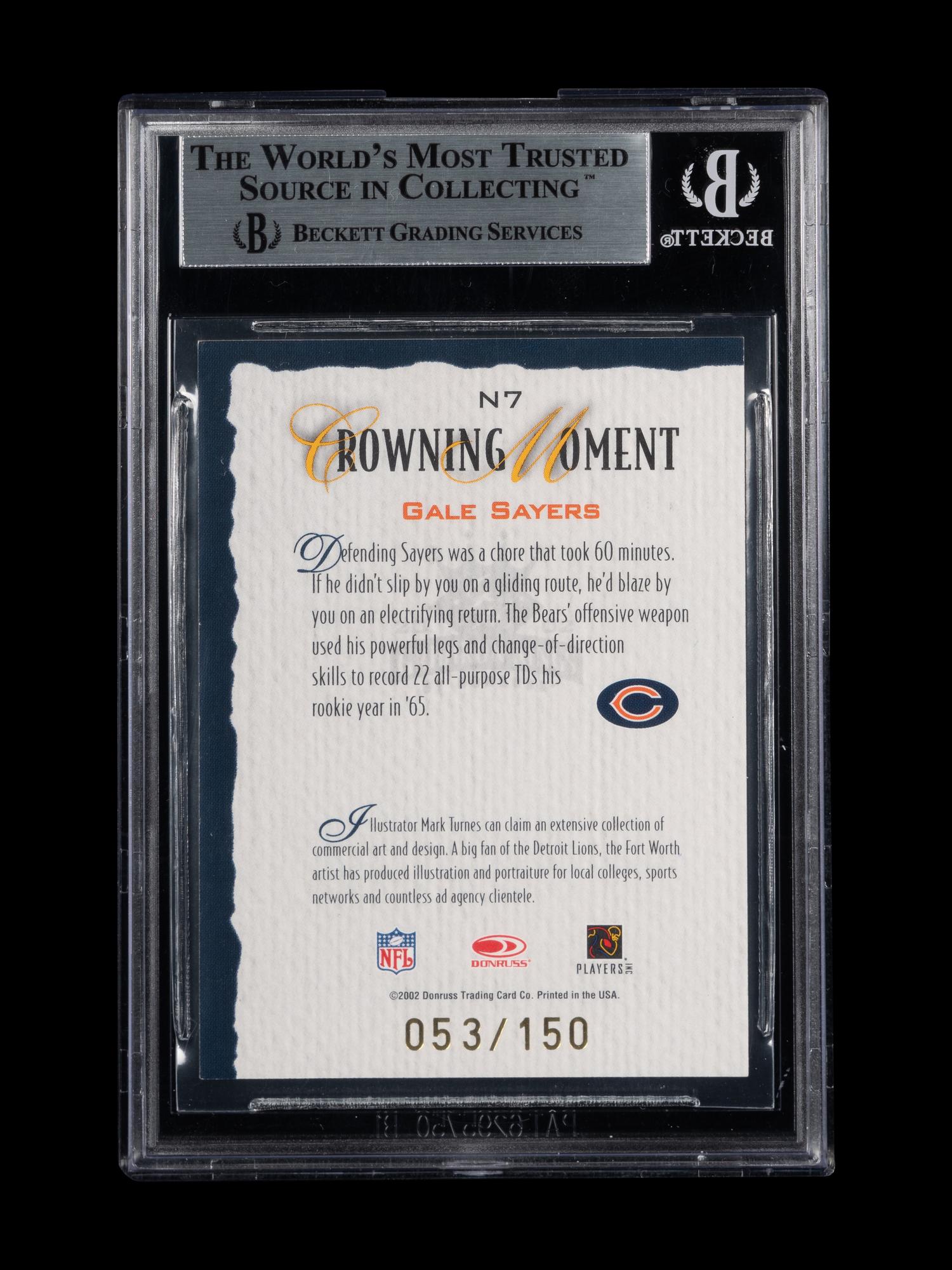 A 2002 Donruss Gridiron Kings National Promos Gale Sayers Signed Autograph Football Card No. N7 (Beckett Authentication Services BAS Certified),