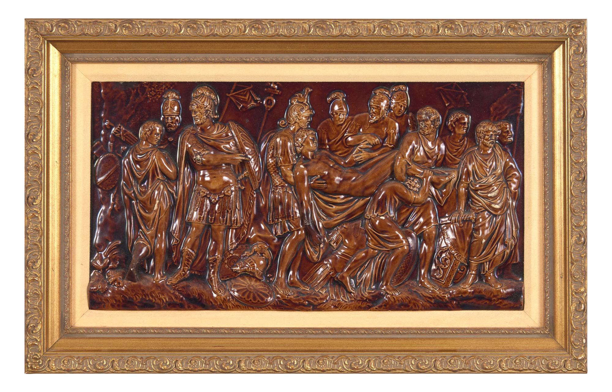 A Wedgwood Rockingham Plaque Depicting The Death of a Roman Warrior