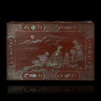 A Japanese Mother-of-Pearl Inlaid Dark Brown Lacquer Rectangular Stand, Edo Period