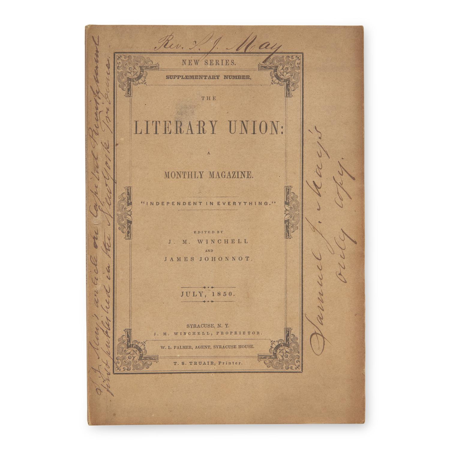 [Americana] [May, Samuel J.] The Literary Union: A Monthly Magazine