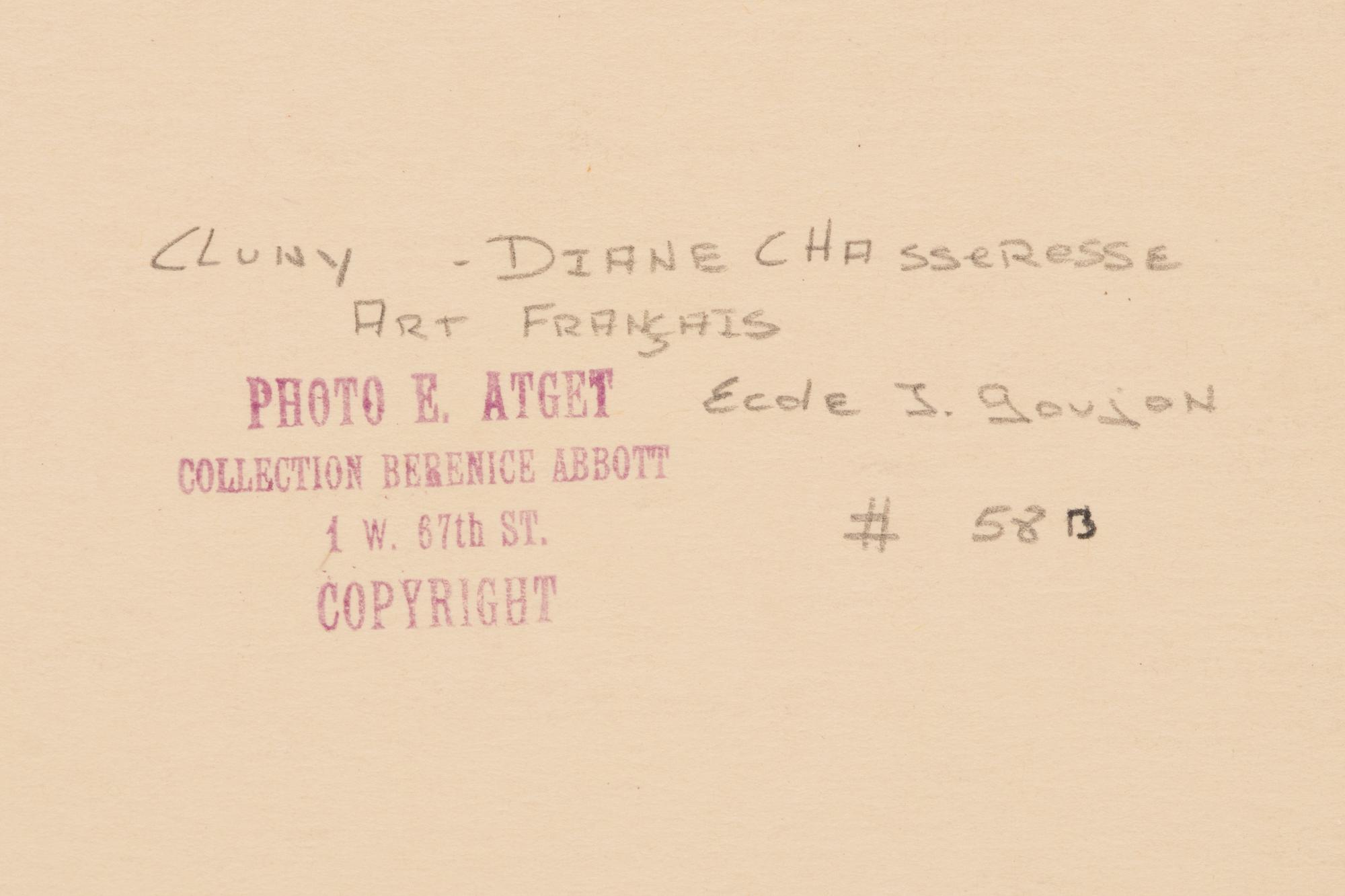 A group of six photographs depicting early 20th Century Parisian architectural details (Saints-Gervais-et-Protais, 1903-1904; Ambassade d'Autriche, 57 rue de Varenne, 1905; La Monnaie-quai Conti [5234], 1905-1906; Hôtel de Roquelaure, boulevard Saint-Germain, 246, 1905-1906; Hôtel de la Duchesse, de Narbonne, rue Varenne 45, 1907; [Cluny–Diane Chasseresse. Art Français. École J. Goujon], 1911)