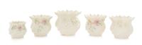 Five Belleek Vases Height of tallest 4 1/4 inches. — SIXTH GREEN MARK (1965-1980)