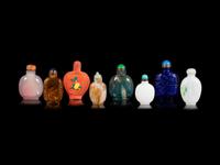Eight Chinese Glass and Plastic Snuff Bottles