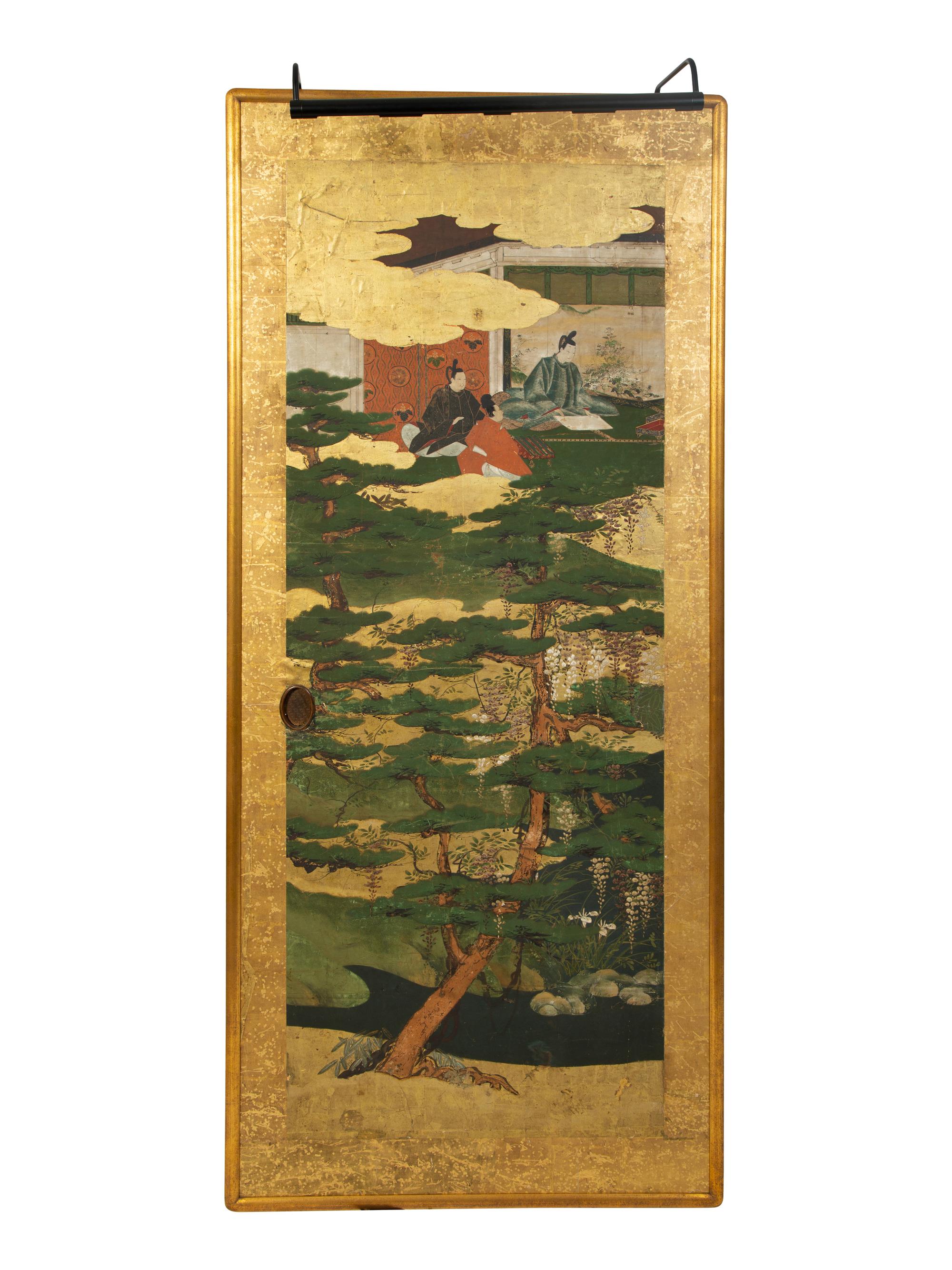Four Japanese Hand Painted and Framed Door Panels — 19TH CENTURY
