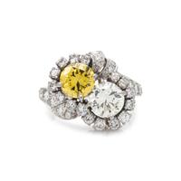 DIAMOND AND COLORED DIAMOND 'TOI ET MOI' RING