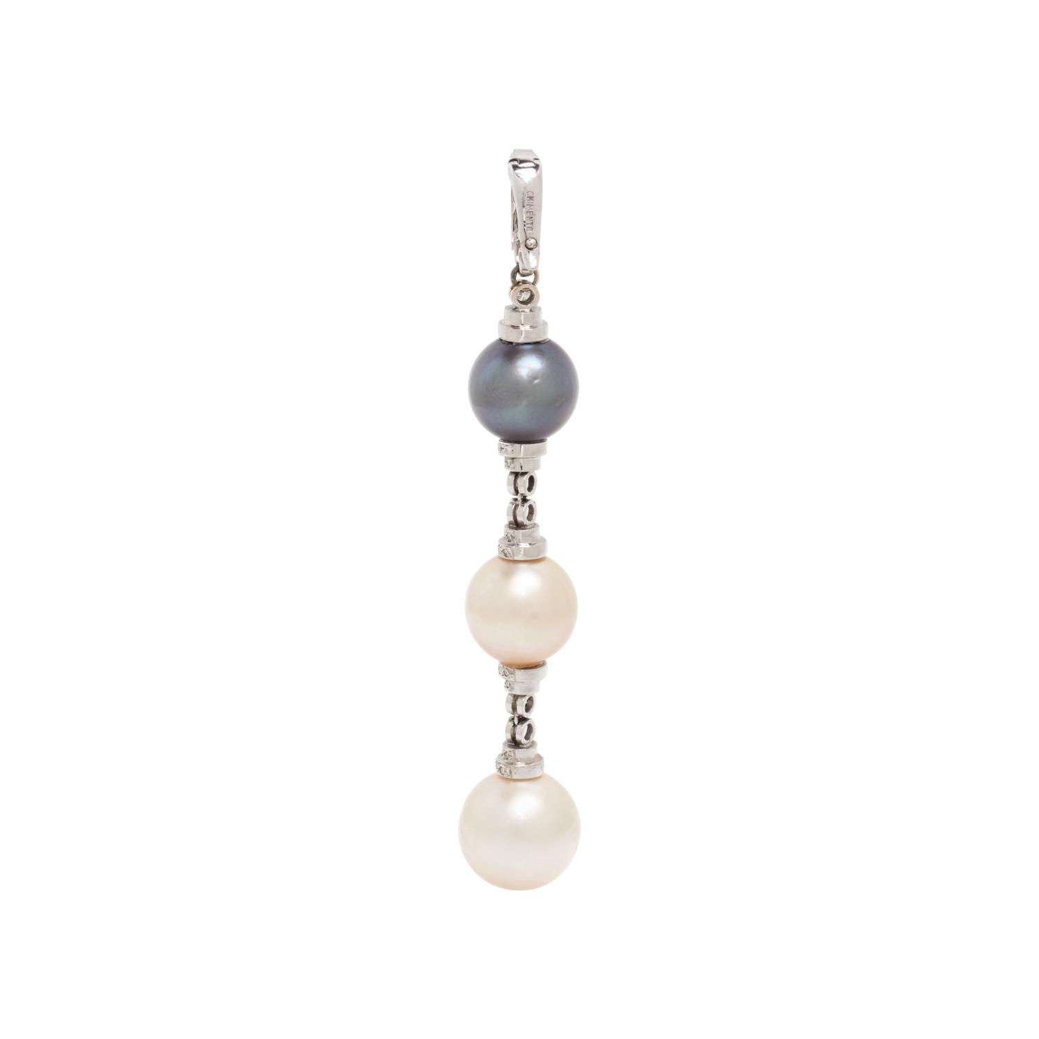 CHIMENTO, WHITE GOLD, CULTURED PEARL, AND DIAMOND PENDANT