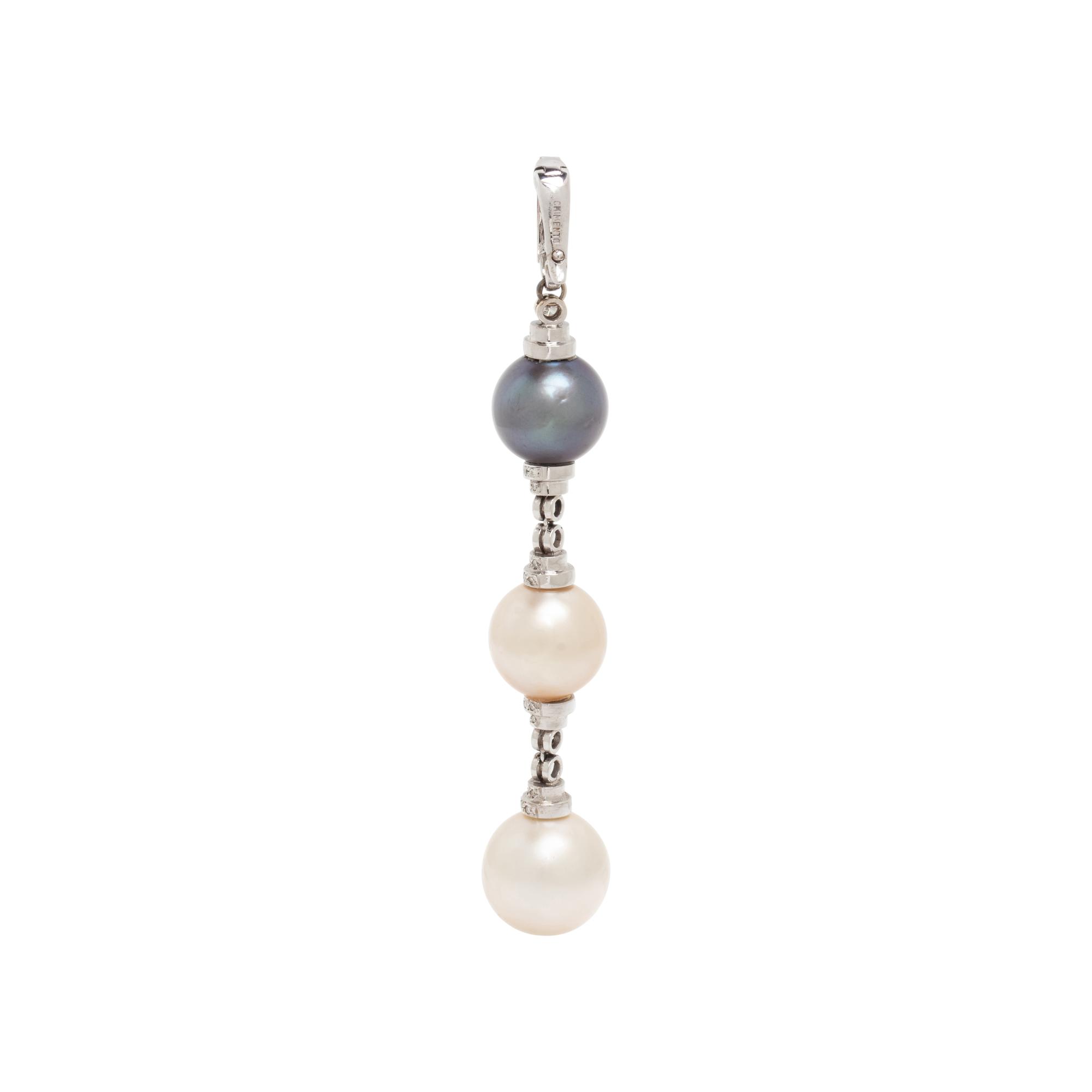 CHIMENTO, WHITE GOLD, CULTURED PEARL, AND DIAMOND PENDANT