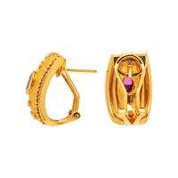 HIGH KARAT YELLOW GOLD AND RUBY EARRINGS