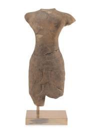 A Khmer Sandstone Torso of a Male Deity