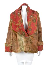 Reversible Tapestry Jacket with Rabbit Fur Shawl Collar, 1990's