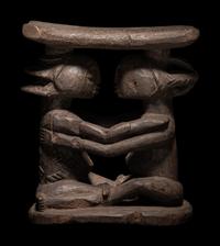 Three African Wood Headrests