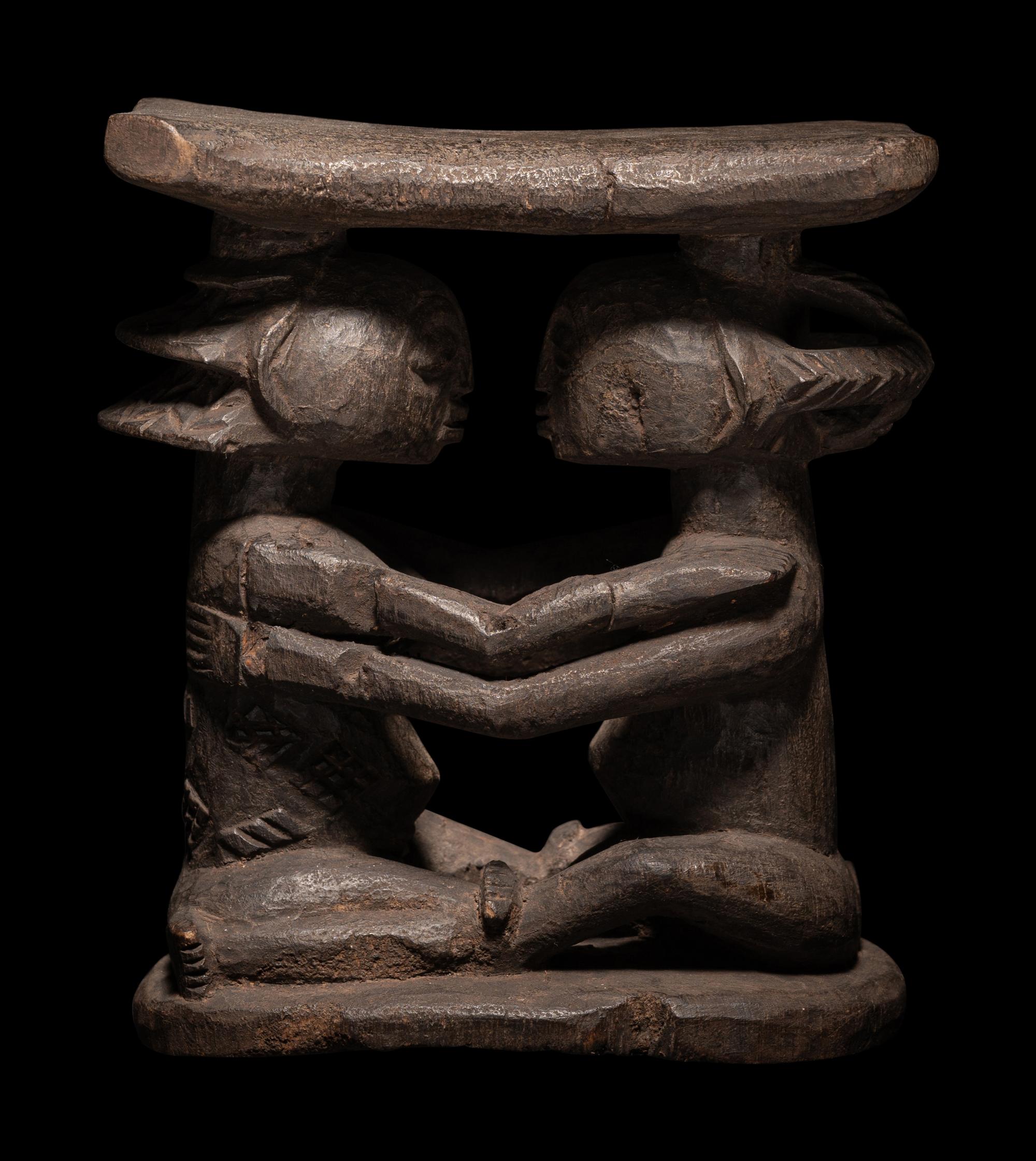 Three African Wood Headrests