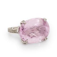 Kunzite, Diamond, and White Gold Ring