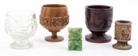 A Group of Four Pacific Themed Drinking Articles Height of tallest 5 1/4 inches.