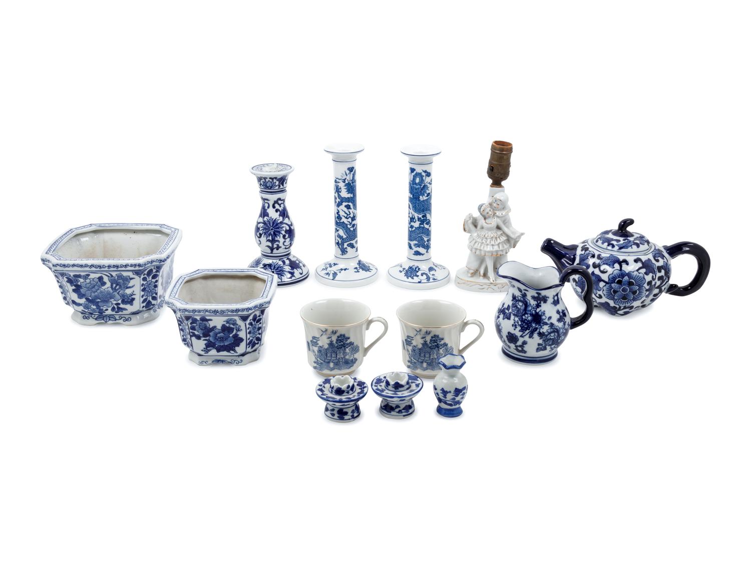 A Collection of Blue and White Porcelain Articles