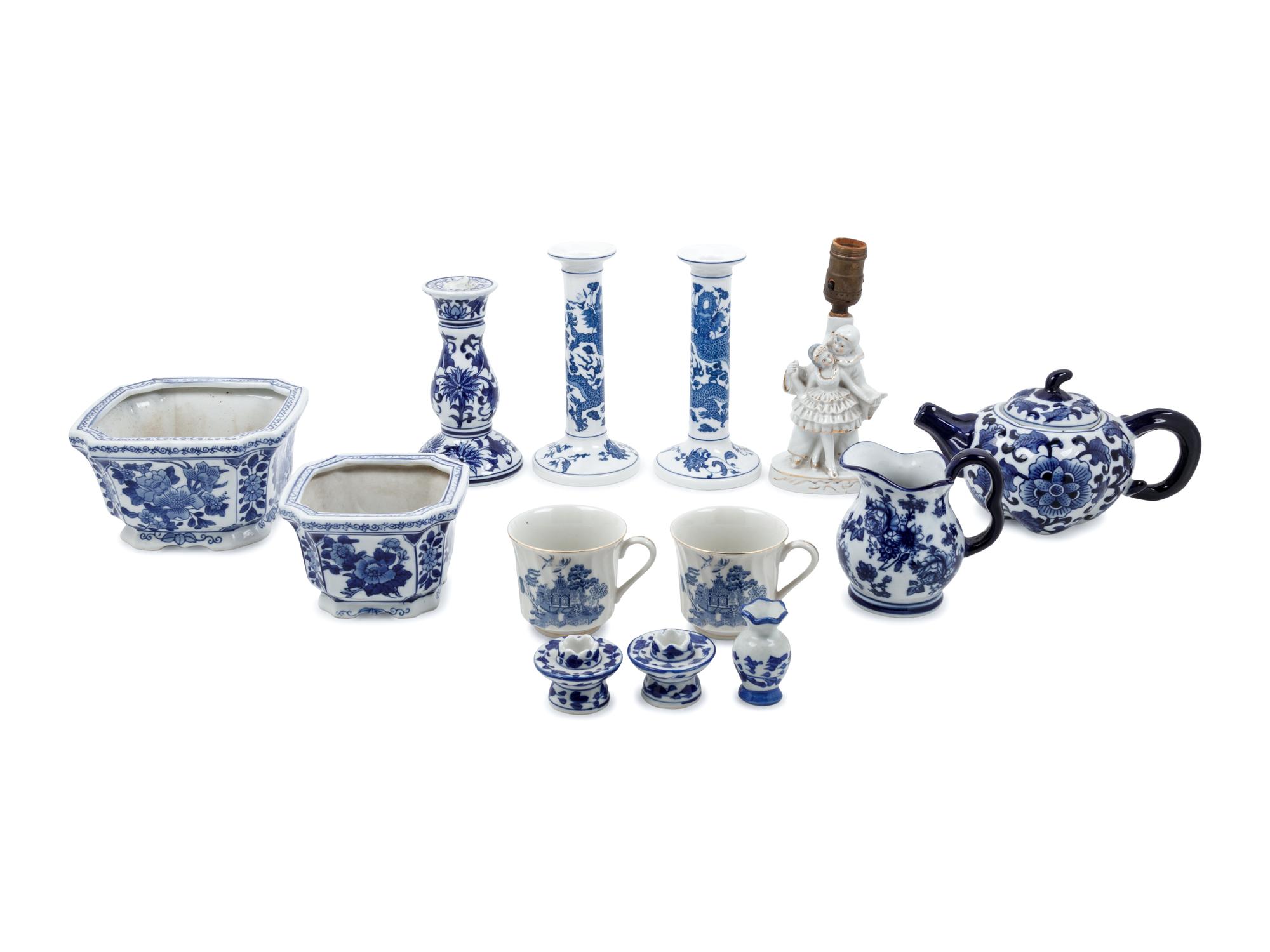 A Collection of Blue and White Porcelain Articles