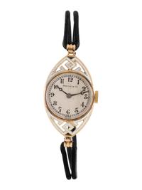 MARCUS & CO., 18K YELLOW GOLD AND ENAMEL WRISTWATCH