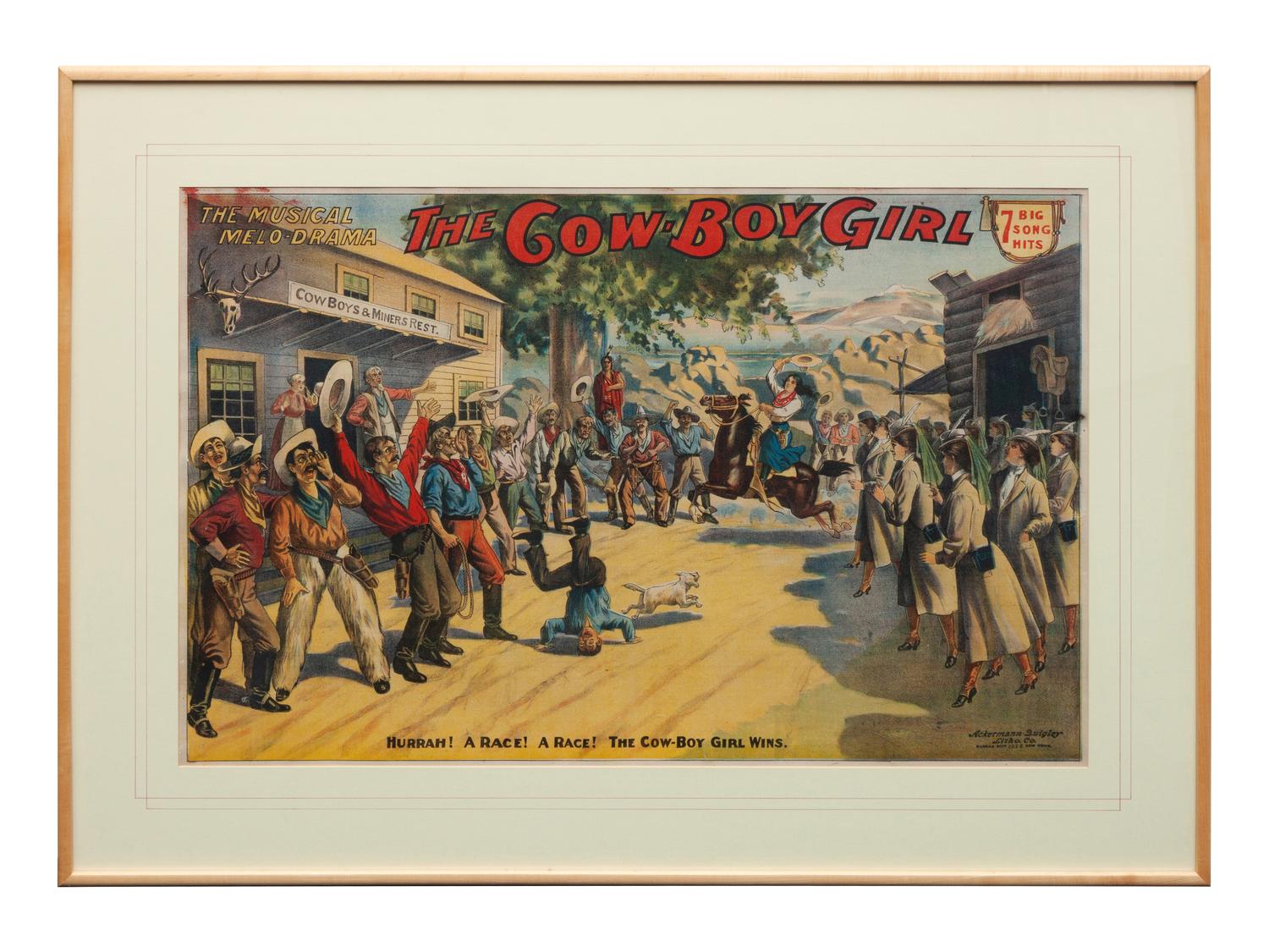 Chromolithograph Musical Advertising Poster, The Cow-Boy Girl