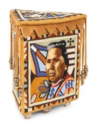 Triangular Beaded Trinket Box, Chief Joseph